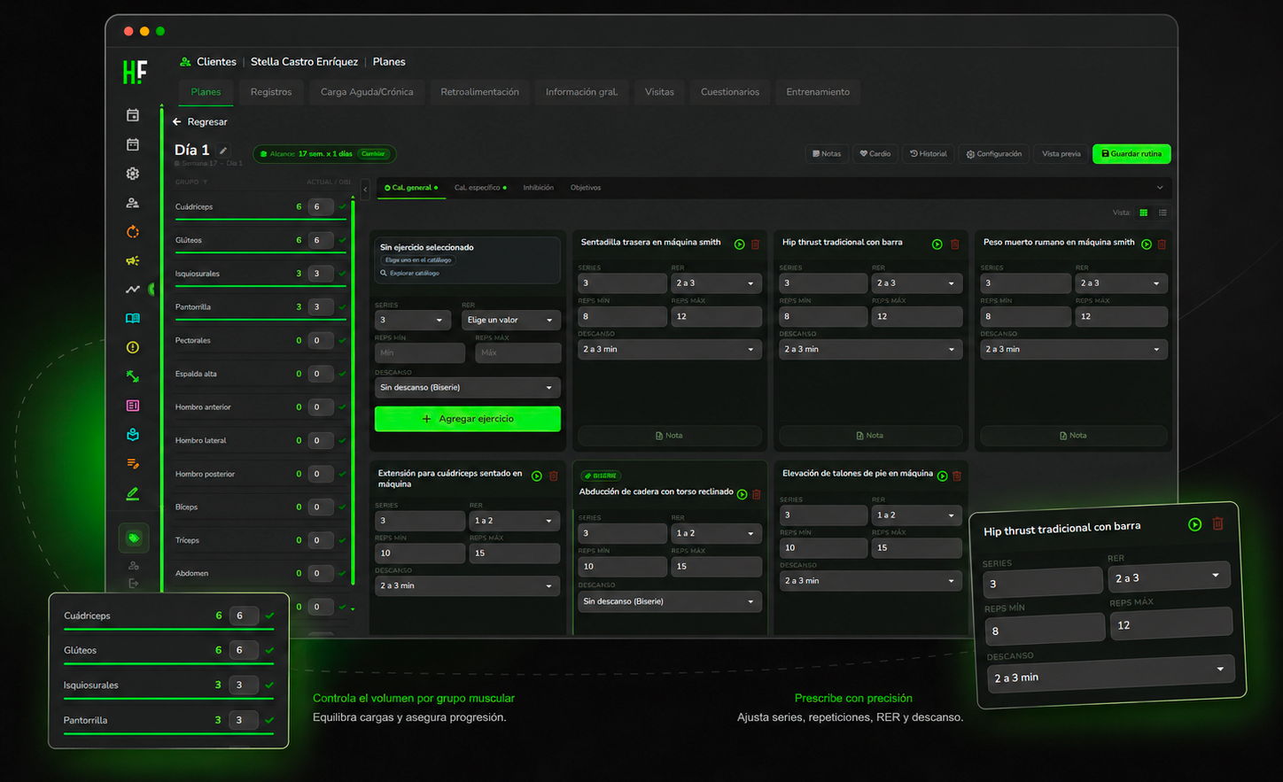 Editor de plan del coach en Hipertrofit